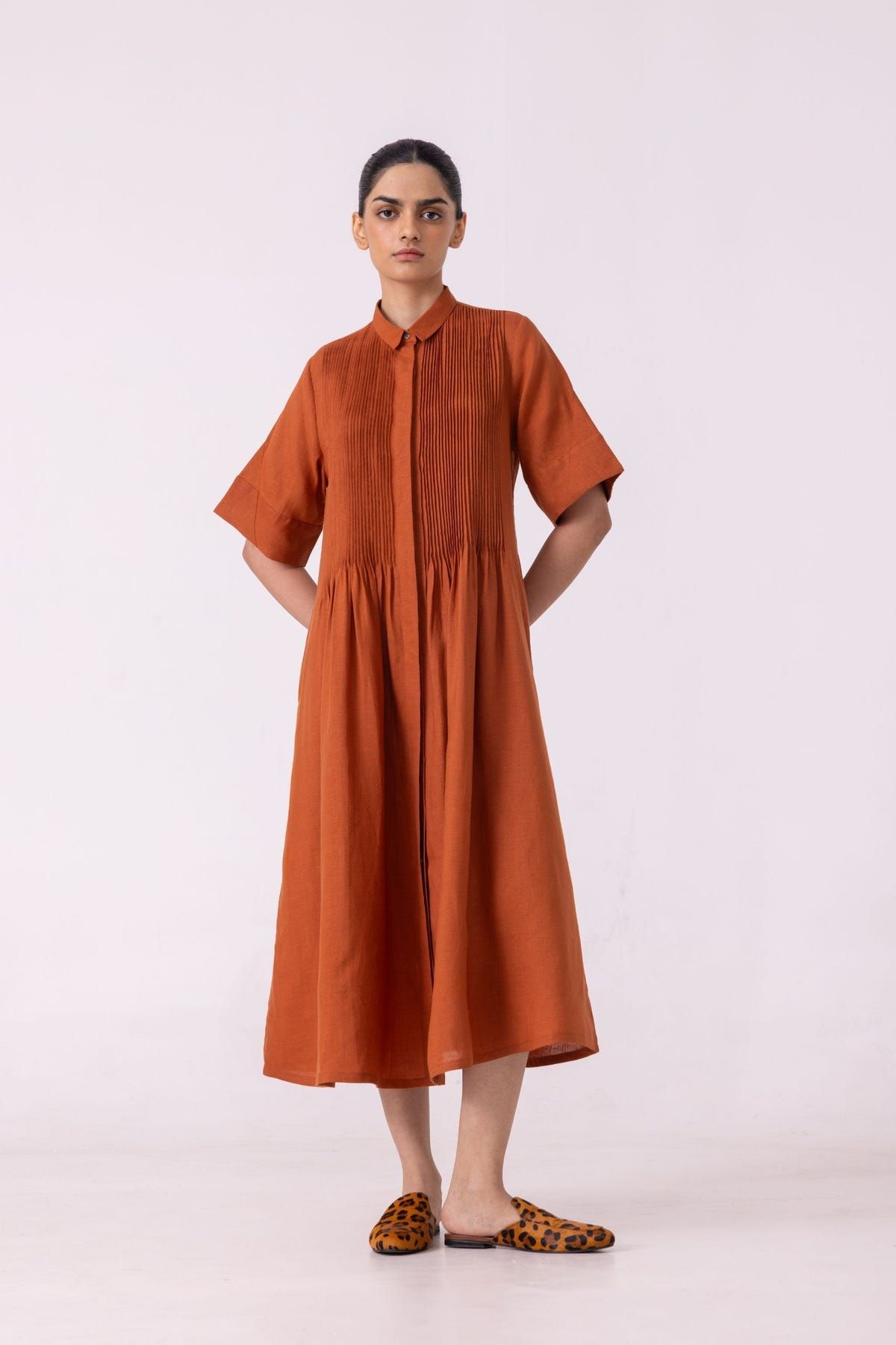 Minerva Rust Linen Shirt Dress - image 4