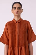 Minerva Rust Linen Shirt Dress view 5