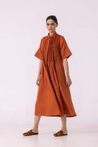 Minerva Rust Linen Shirt Dress view 7