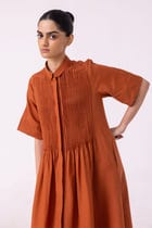 Minerva Rust Linen Shirt Dress view 8
