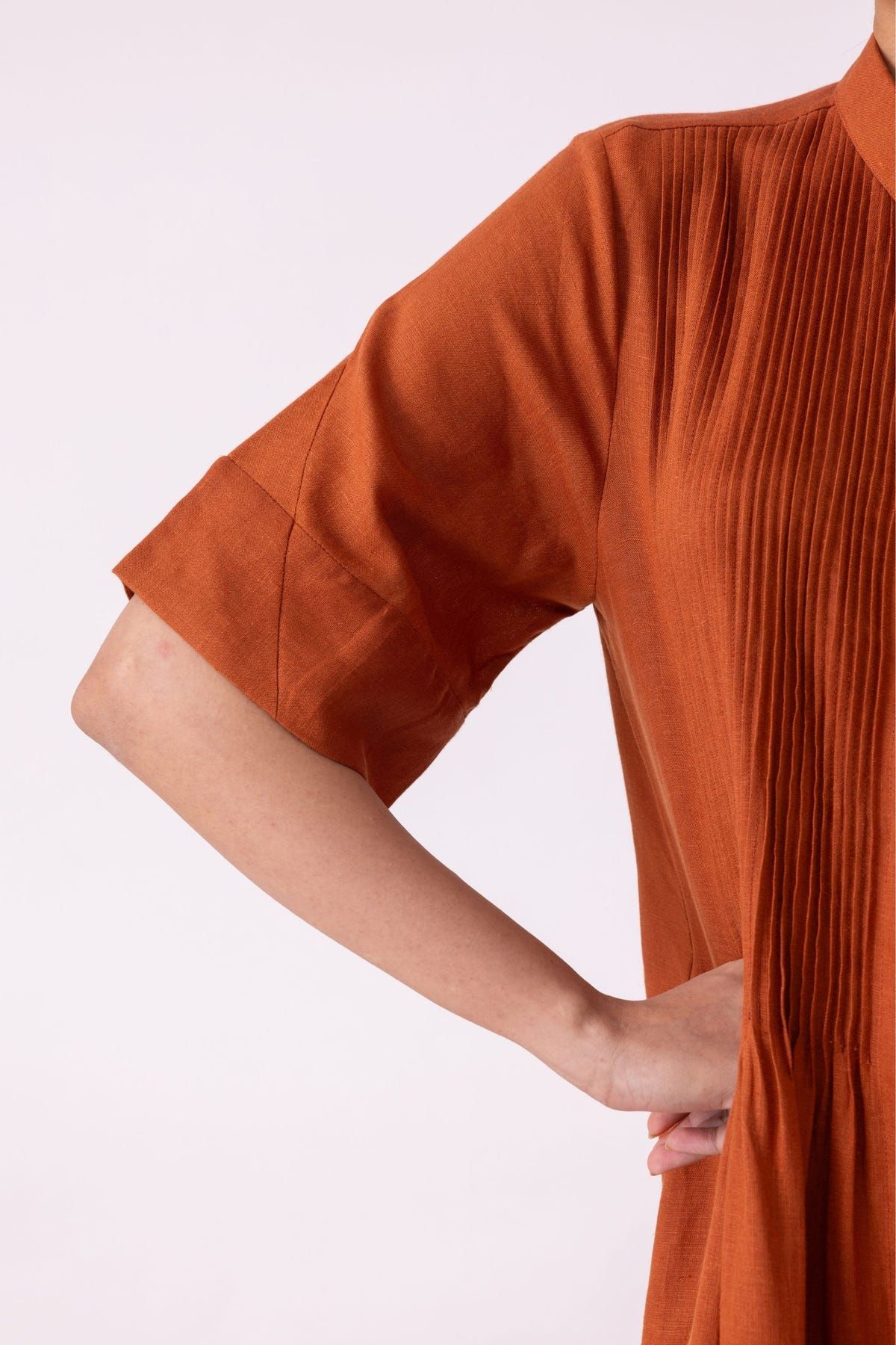 Minerva Rust Linen Shirt Dress - image 9