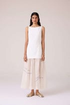 Astra White Embroidered Maxi Dress view 3