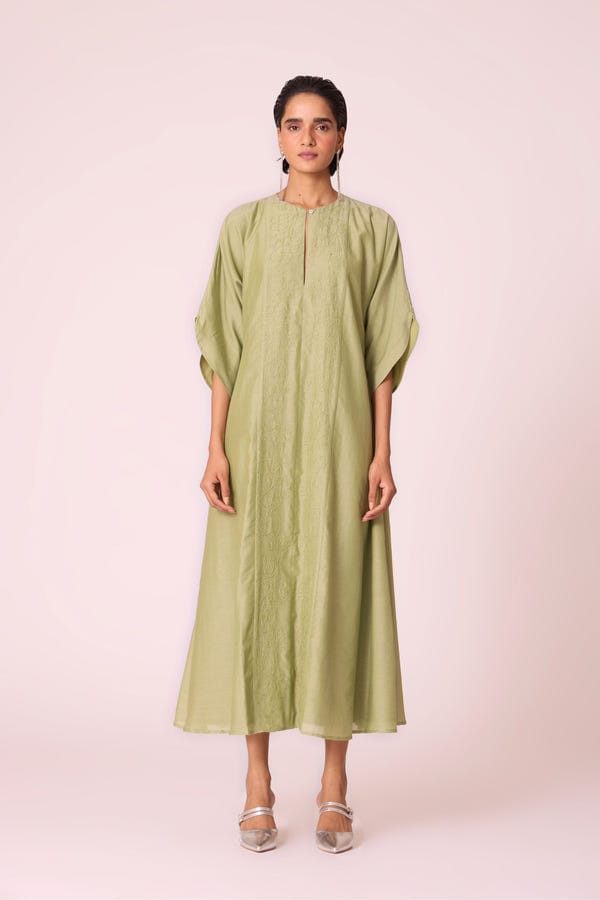 The Summer House — Volya Green Embroidered Dress