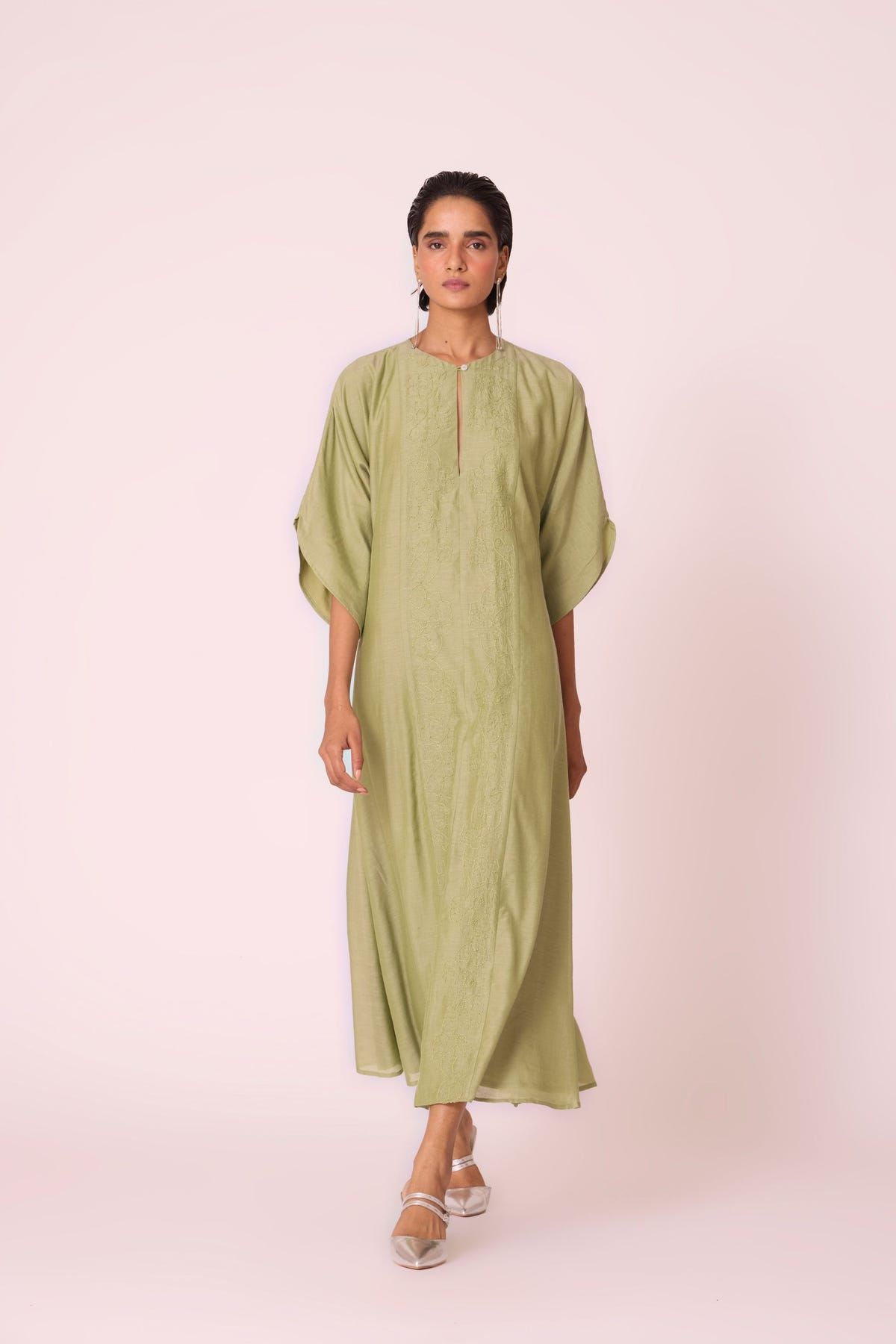 Volya Green Embroidered Dress - image 13
