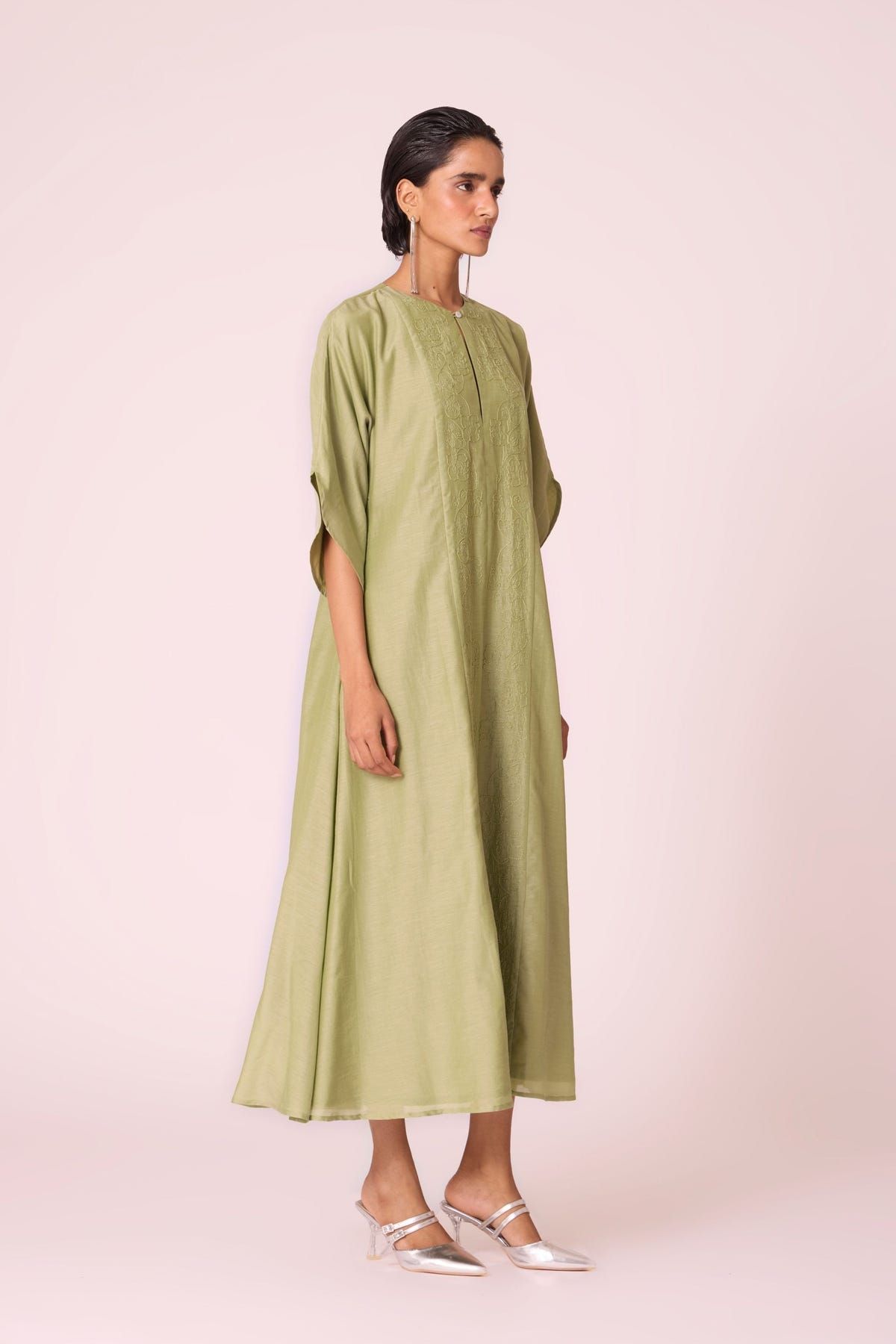 Volya Green Embroidered Dress - image 2