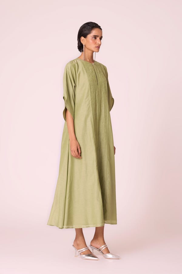 The Summer House — Volya Green Embroidered Dress