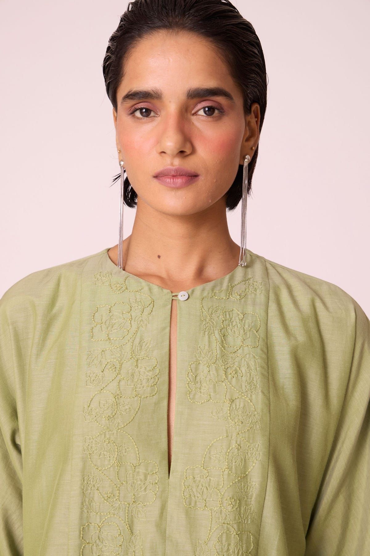 Volya Green Embroidered Dress - image 6