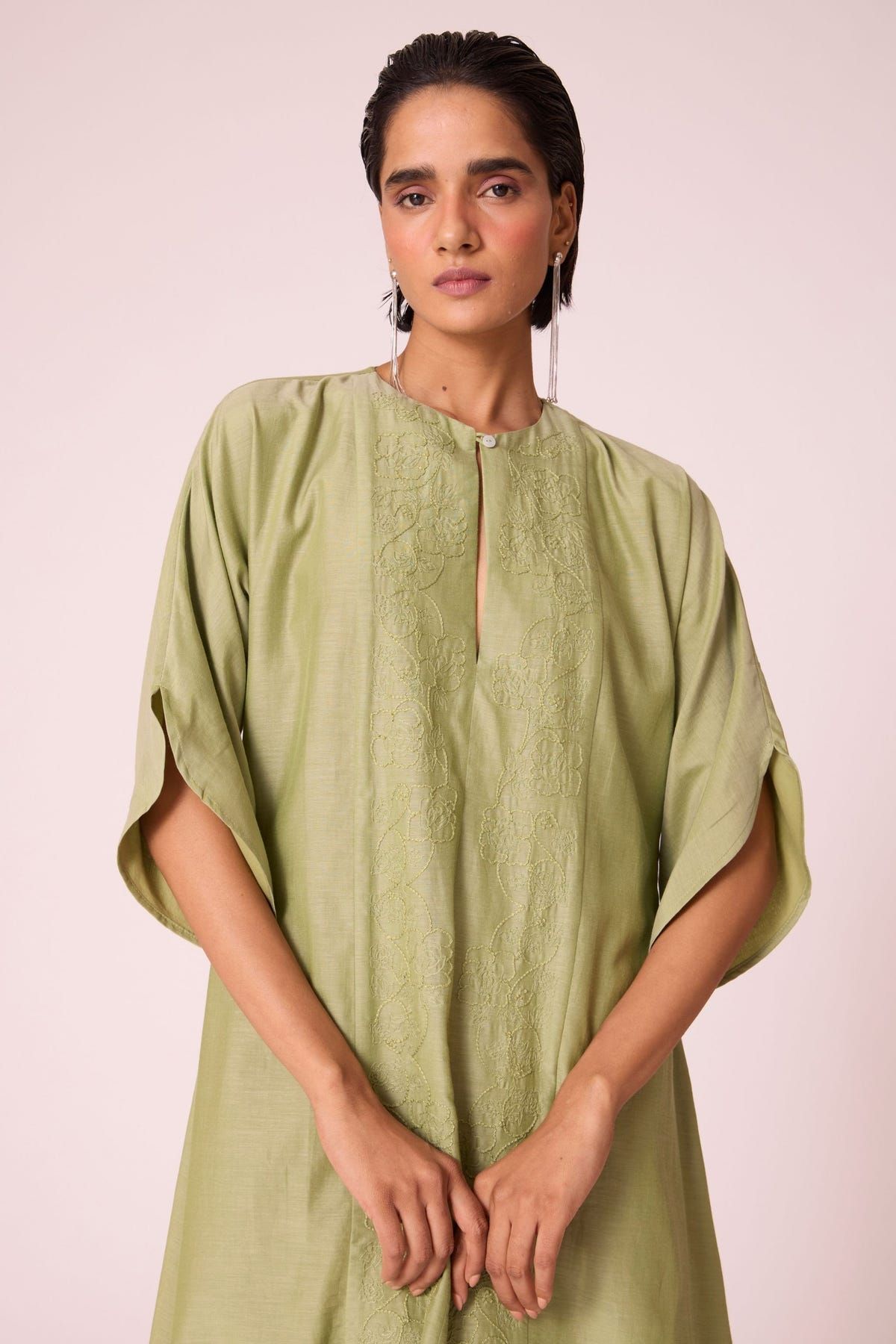 Volya Green Embroidered Dress - image 10