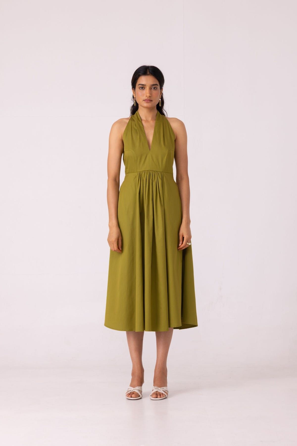 Daisy Green Halter Maxi Dress - image 1