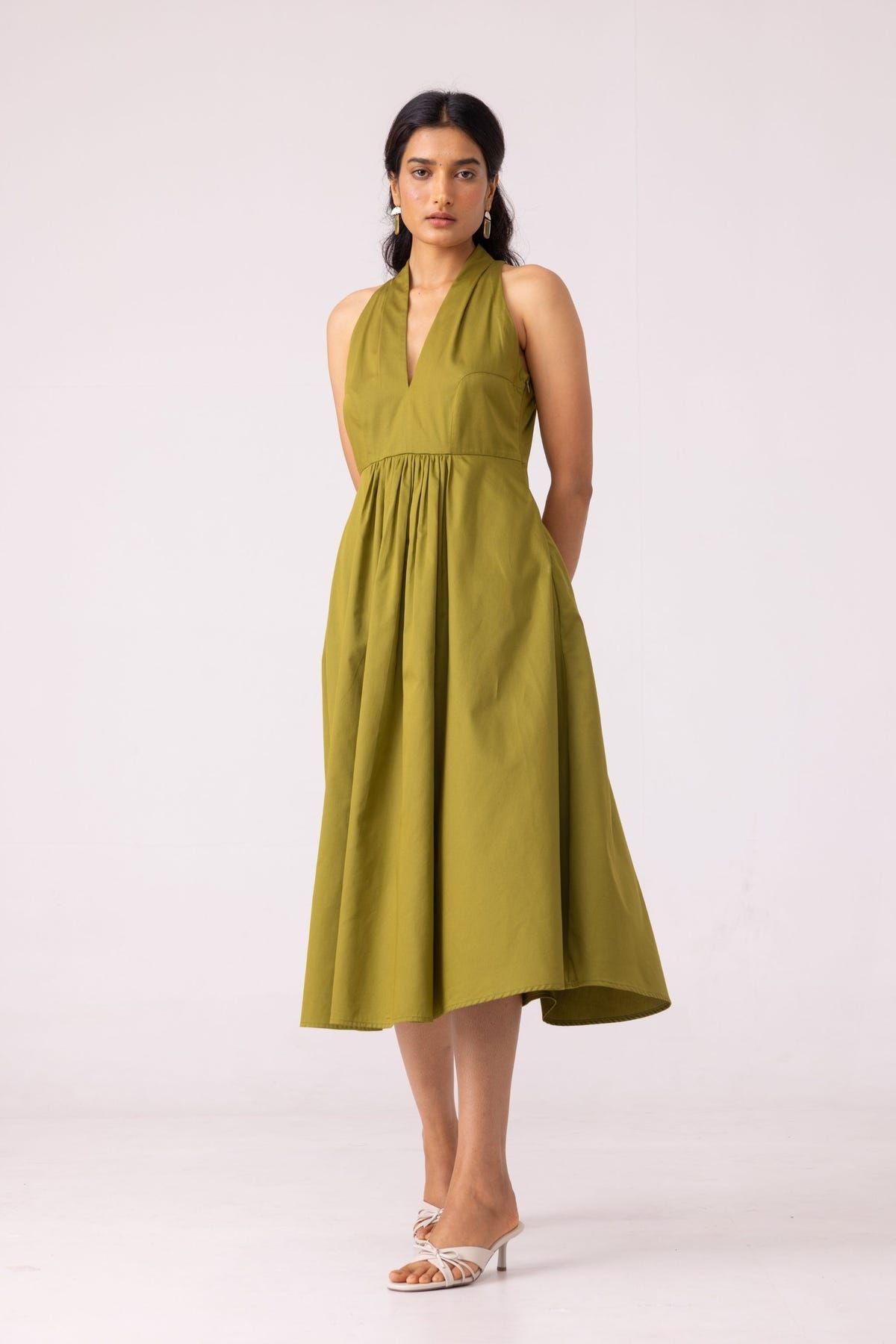 Daisy Green Halter Maxi Dress - image 3