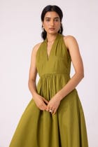Daisy Green Halter Maxi Dress view 4