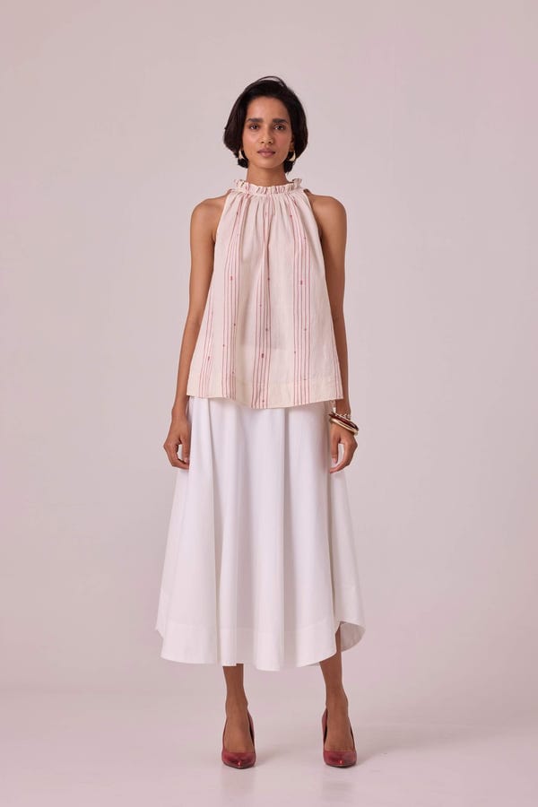 The Summer House — Kocho Red Striped Handwoven Top