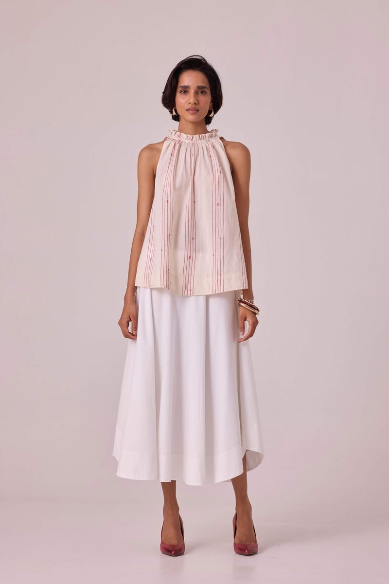 Kocho Red Striped Handwoven Top