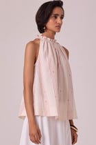Kocho Red Striped Handwoven Top view 3