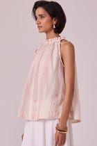Kocho Red Striped Handwoven Top view 4