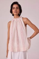 Kocho Red Striped Handwoven Top view 8