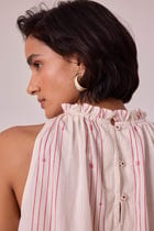 Kocho Red Striped Handwoven Top view 9
