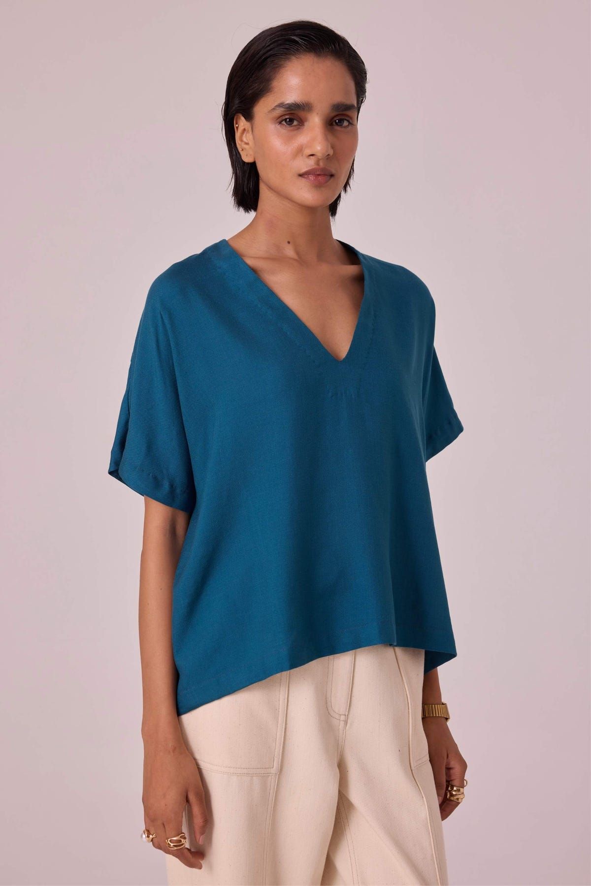 Rue Blue Silk Top - image 2