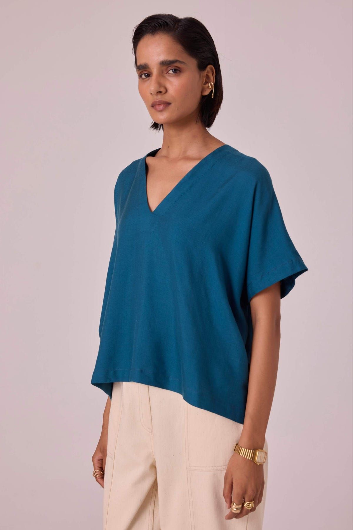 Rue Blue Silk Top - image 3
