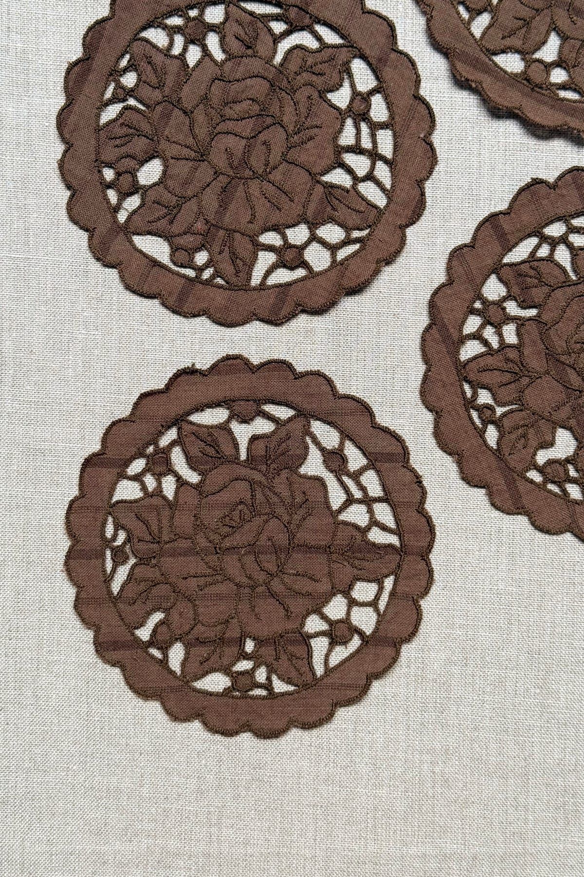 Brown Cutwork Cotton Coasters - Set of 2 - image 5