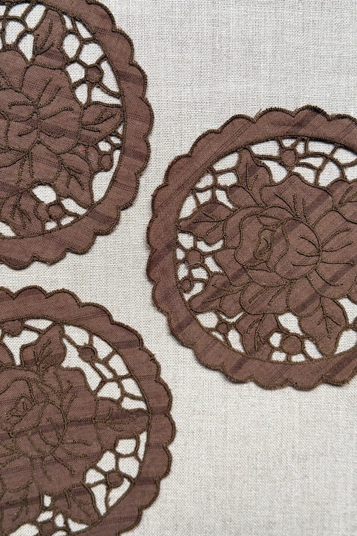 Brown Cutwork Cotton Coasters - Set of 2 - image 7