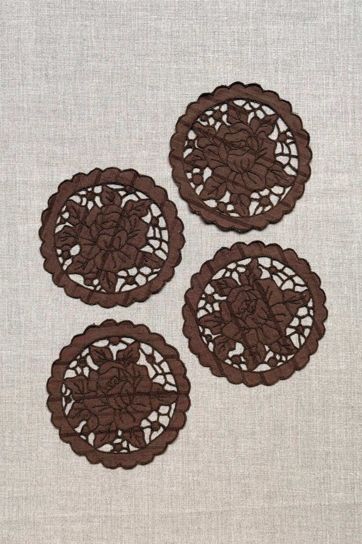 Brown Cutwork Cotton Coasters - Set of 2 - image 8
