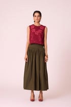 Tereza Green Pleated Wrap Skirt view 1