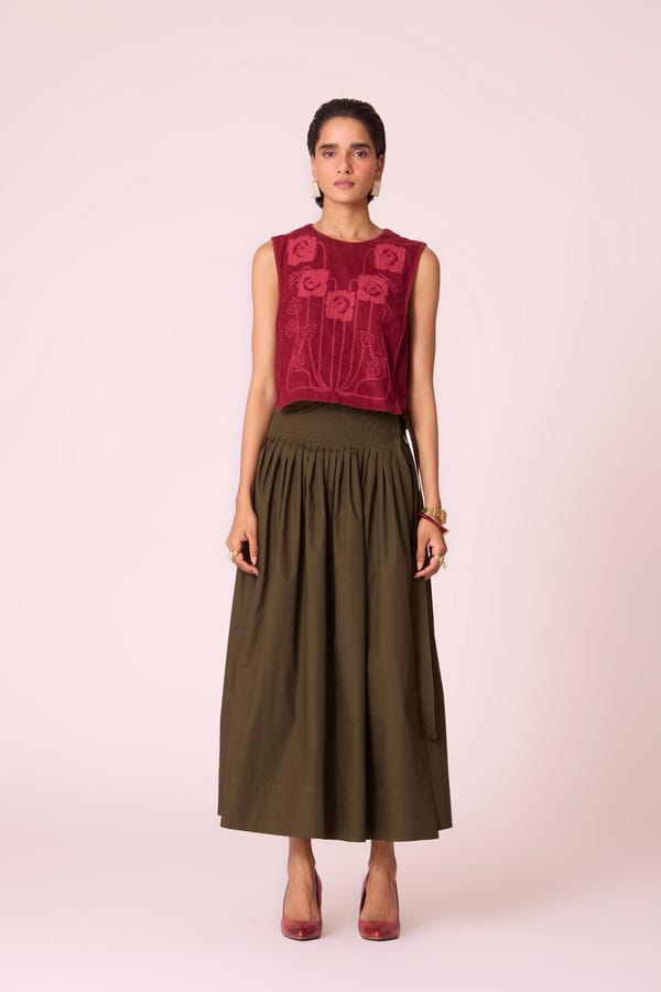 The Summer House — Tereza Green Pleated Wrap Skirt