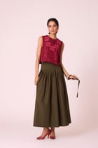 Tereza Green Pleated Wrap Skirt view 4