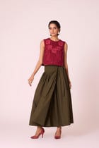 Tereza Green Pleated Wrap Skirt view 6