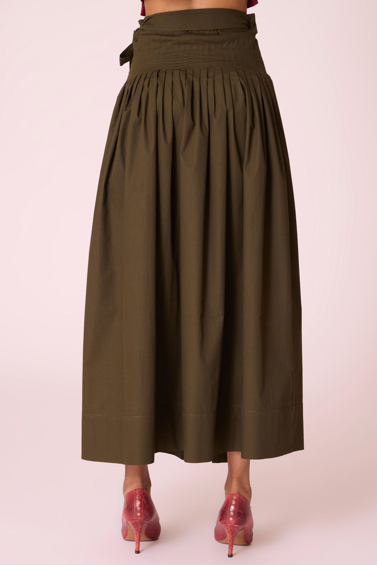 Tereza Green Pleated Wrap Skirt - image 8