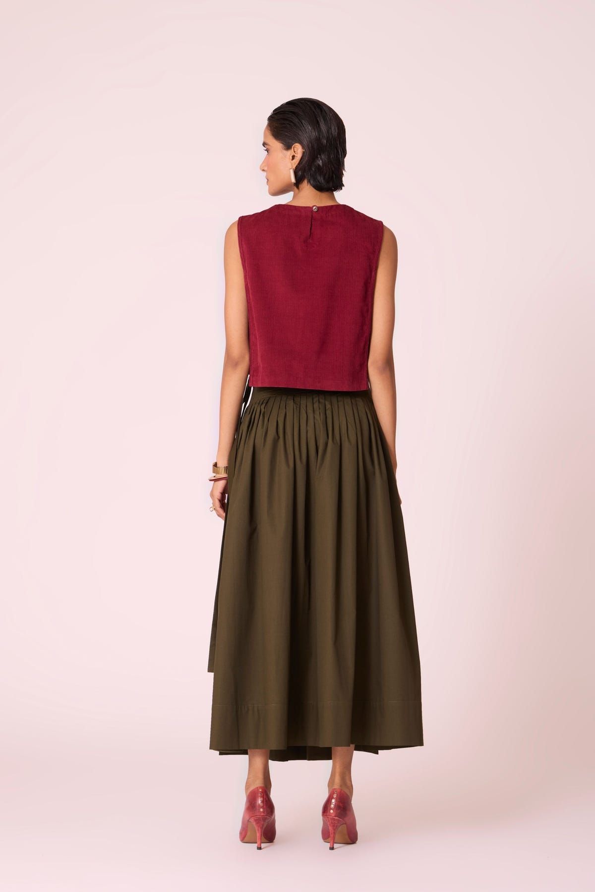 Tereza Green Pleated Wrap Skirt - image 9