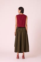 Tereza Green Pleated Wrap Skirt view 9