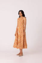 Valentino Rust Striped Midi Dress view 2