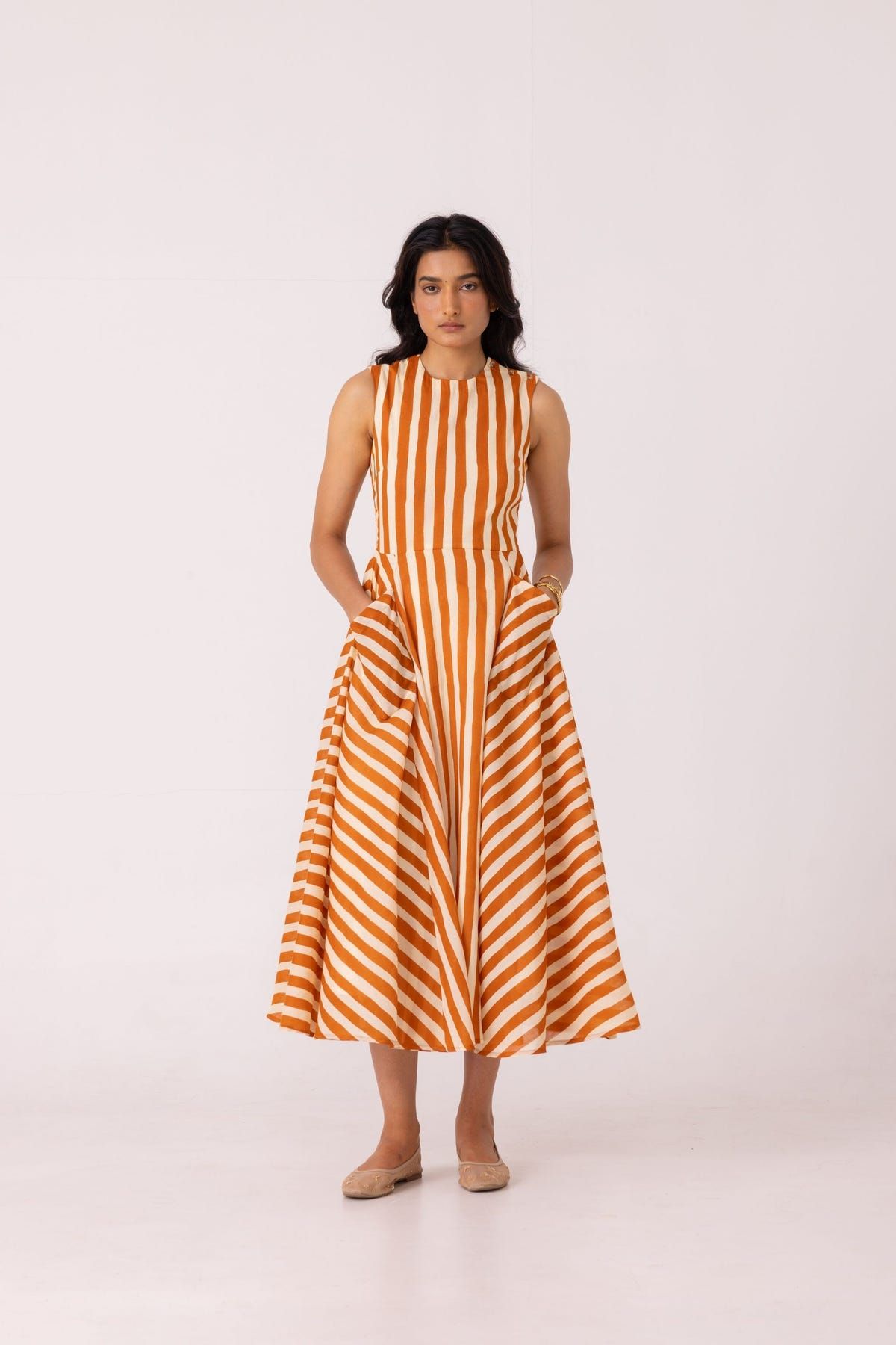 Valentino Rust Striped Midi Dress - image 3