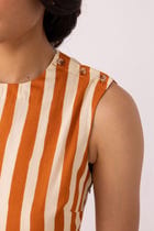 Valentino Rust Striped Midi Dress view 5