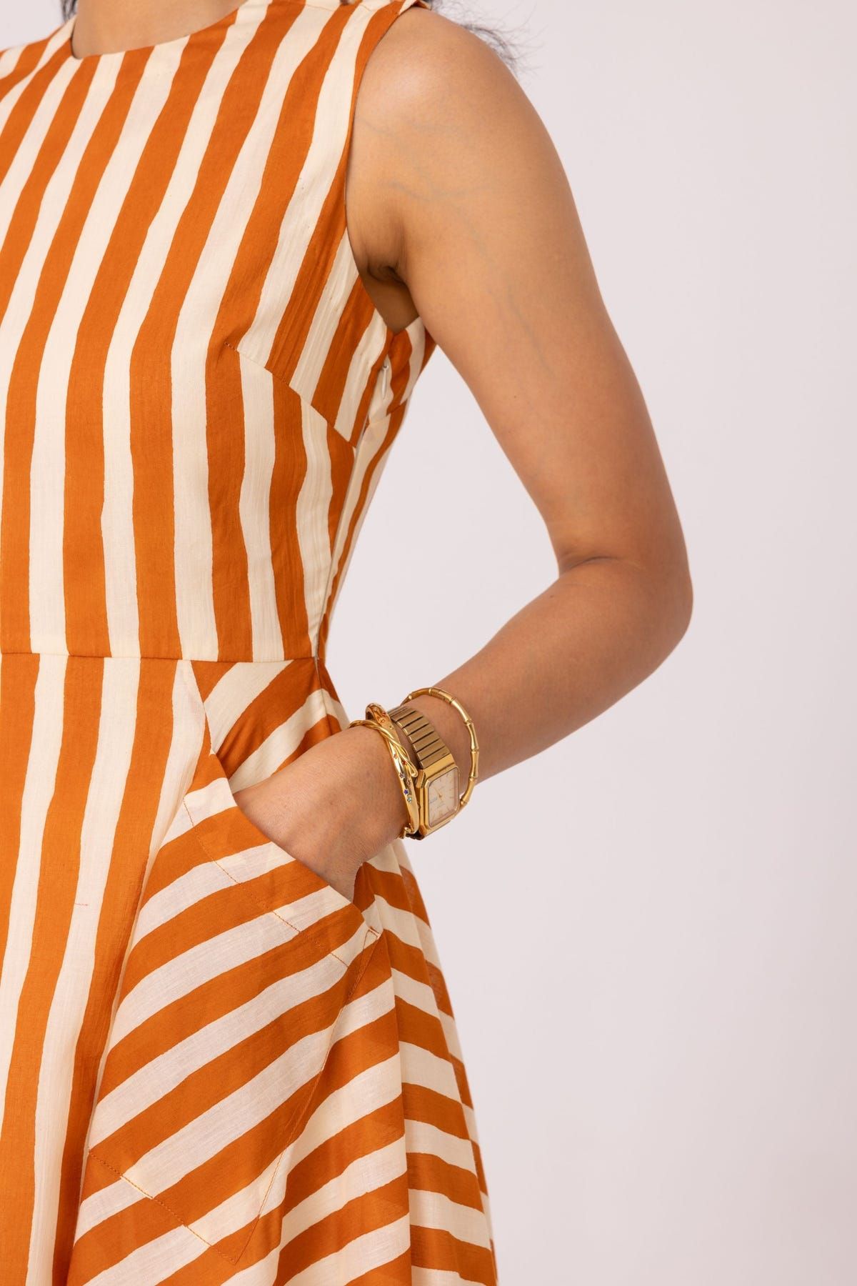 Valentino Rust Striped Midi Dress - image 6