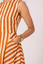 Valentino Rust Striped Midi Dress view 6