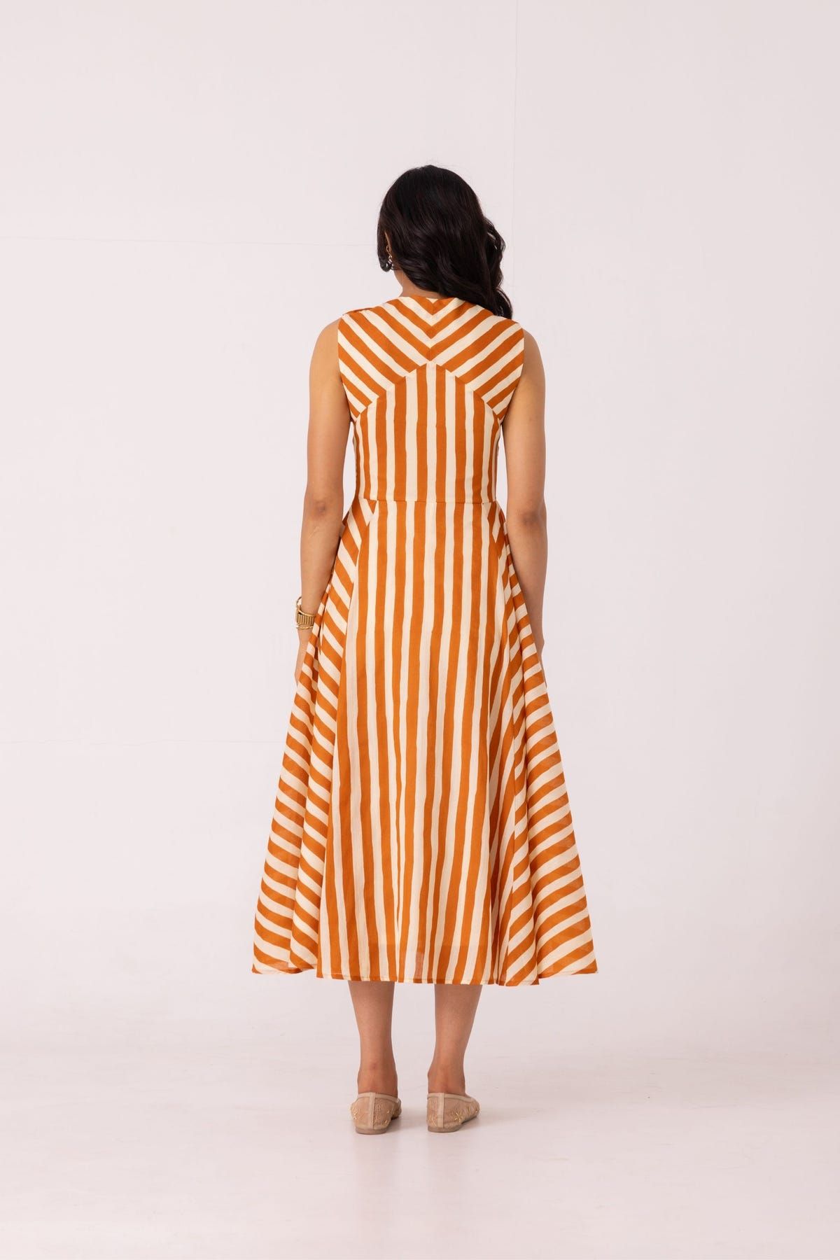 Valentino Rust Striped Midi Dress - image 9