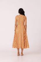 Valentino Rust Striped Midi Dress view 9