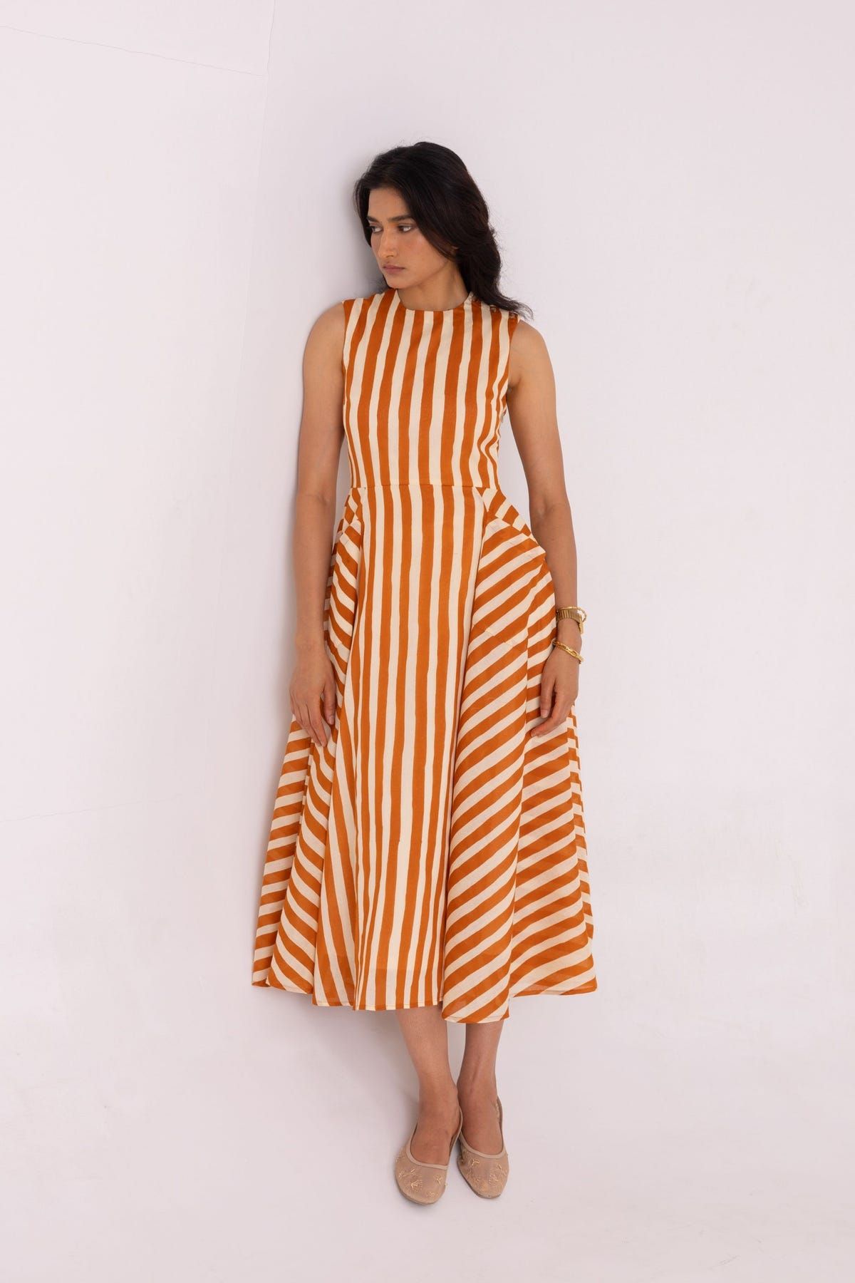 Valentino Rust Striped Midi Dress - image 10
