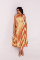 Valentino Rust Striped Midi Dress view 10