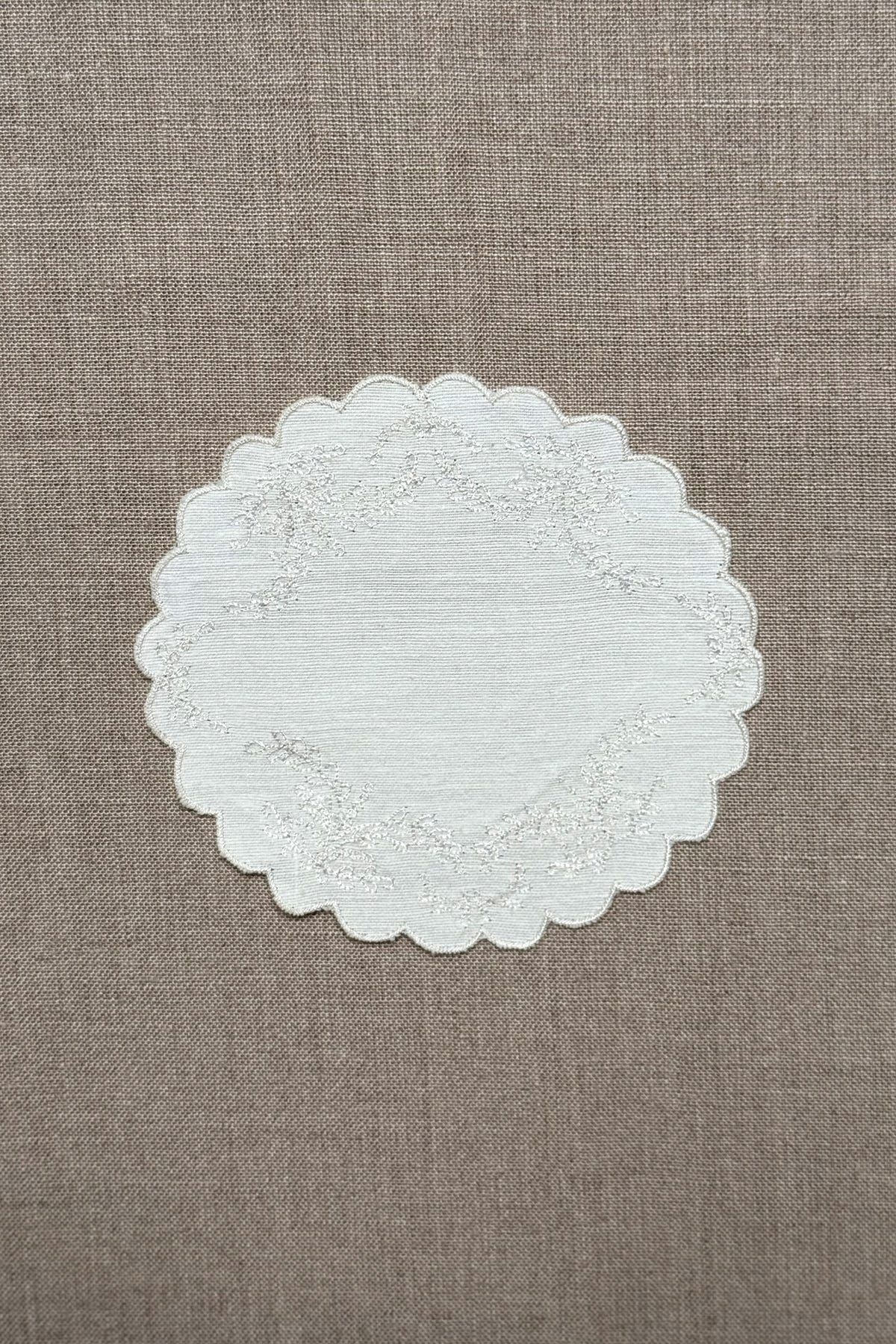 White Floral Embroidered Coasters - Set of 2 - image 2