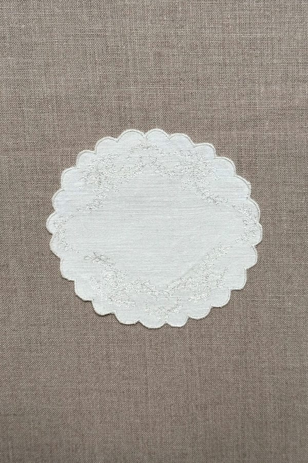 The Summer House — White Floral Embroidered Coasters - Set of 2