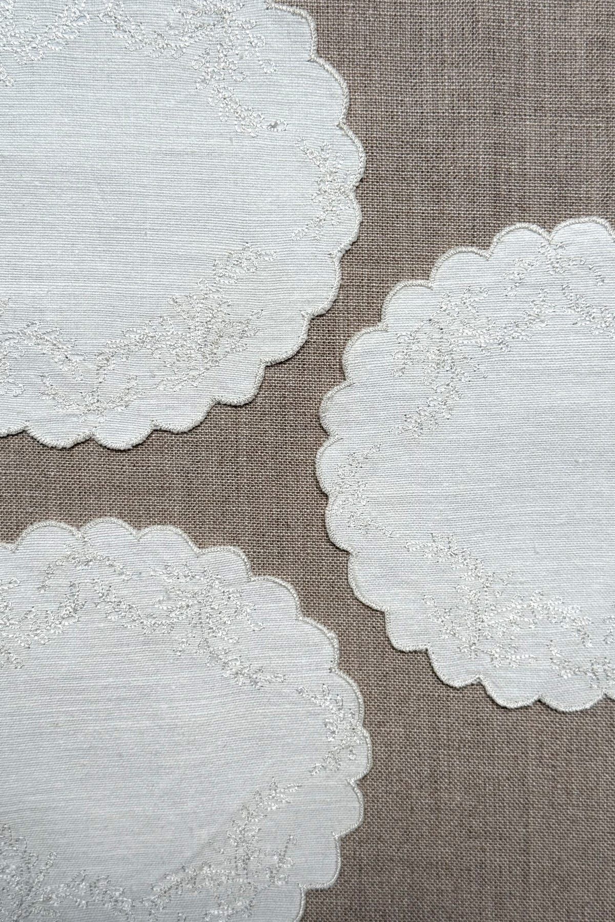 White Floral Embroidered Coasters - Set of 2 - image 4