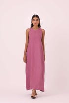 Amaran Lilac Linen Maxi Dress view 3