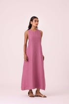 Amaran Lilac Linen Maxi Dress view 4