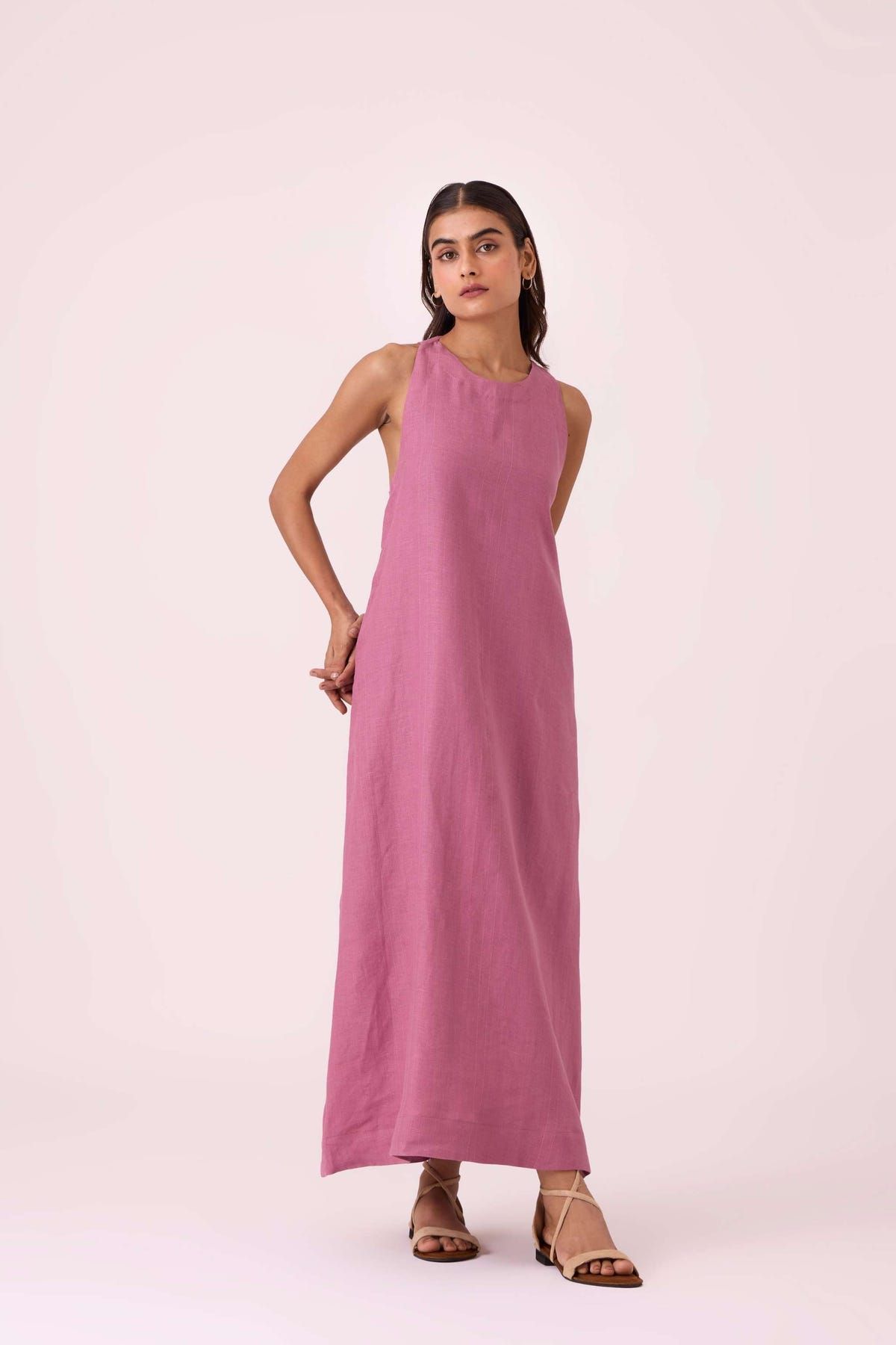 Amaran Lilac Linen Maxi Dress - image 9