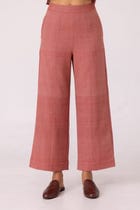 Moira Red Handwoven Denim Pants view 3