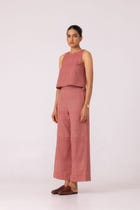 Moira Red Handwoven Denim Pants view 4